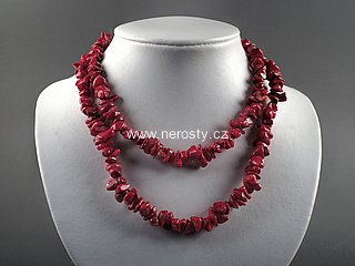 coral, chip necklace