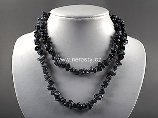 obsidian, chip necklace